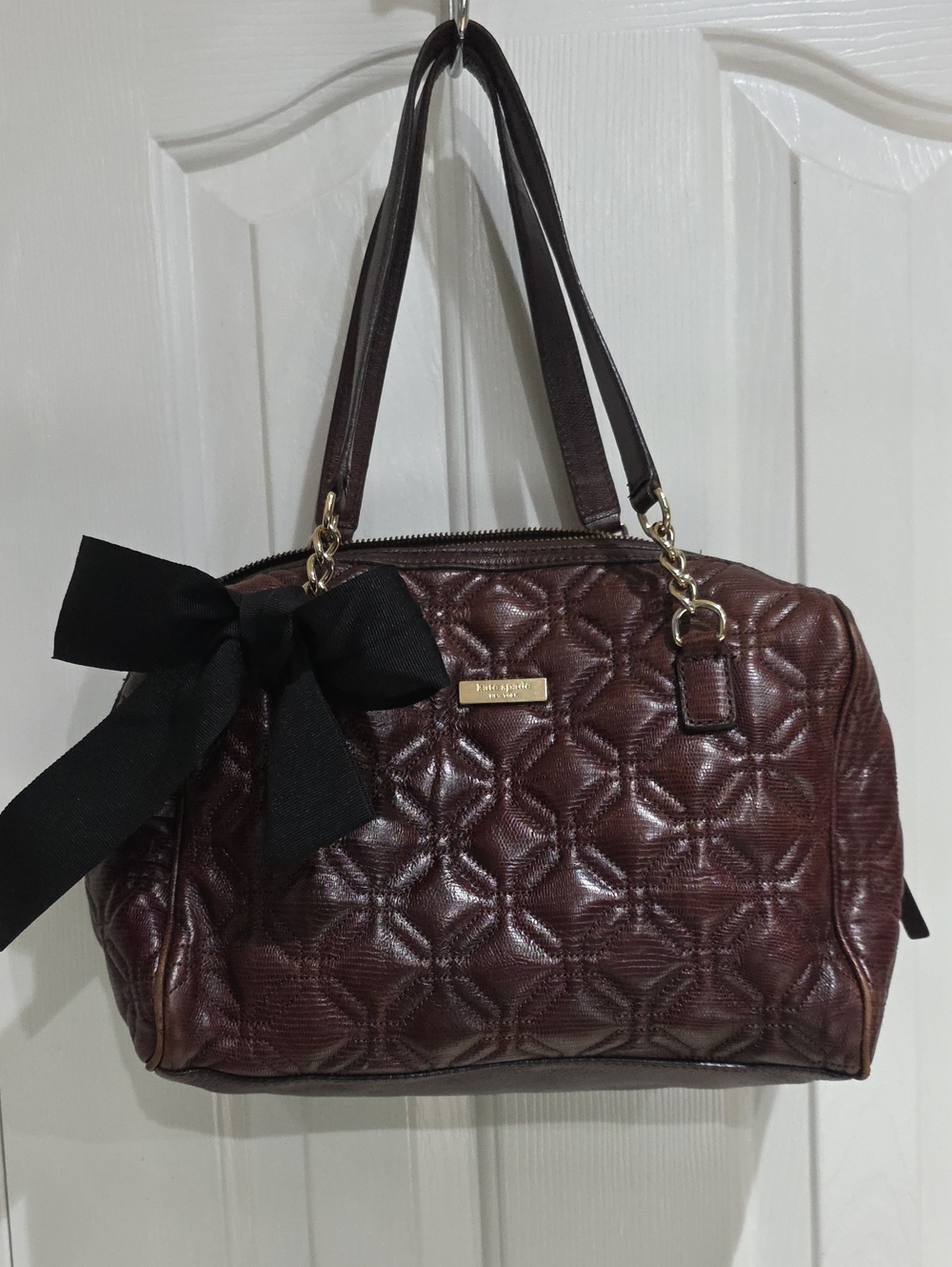 Kate Spade Quilted Leather Satchel - Deep Brown